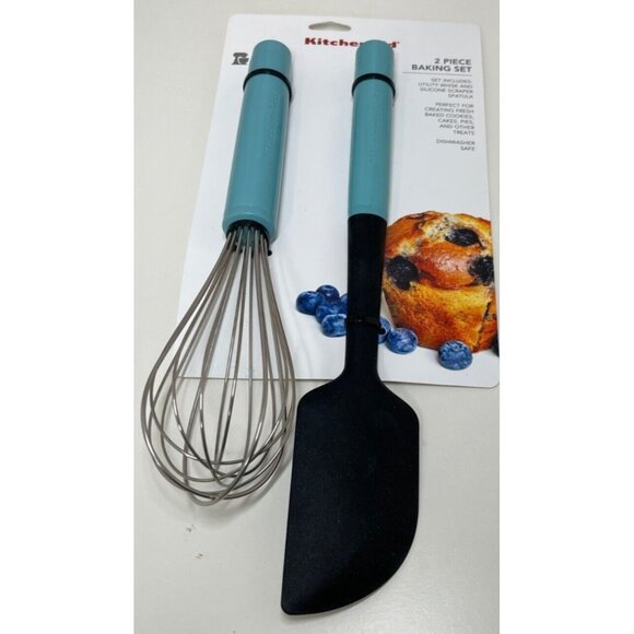 Kitchenaid Whisk and Spatula Model Aqua # KQ465OHAQA 2 Pc. Set New! - Picture 1 of 3